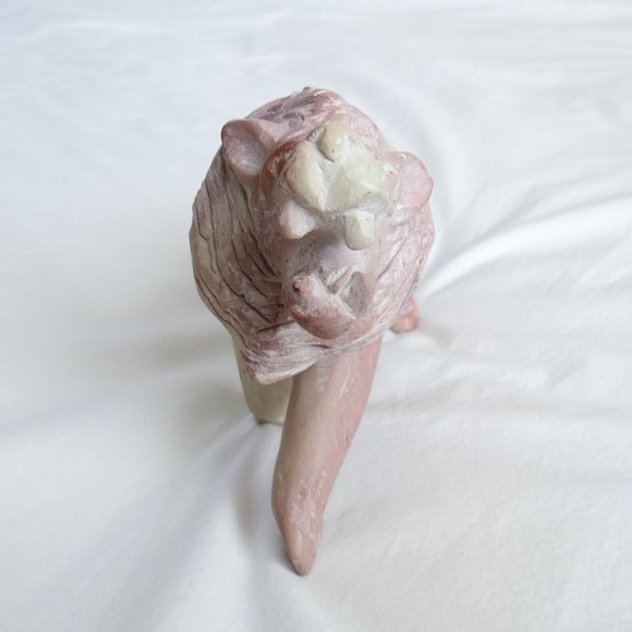 Vintage Carved Lion Sculpture Soapstone Home Accent Collectable Art Stone Statue - Picture 3 of 10